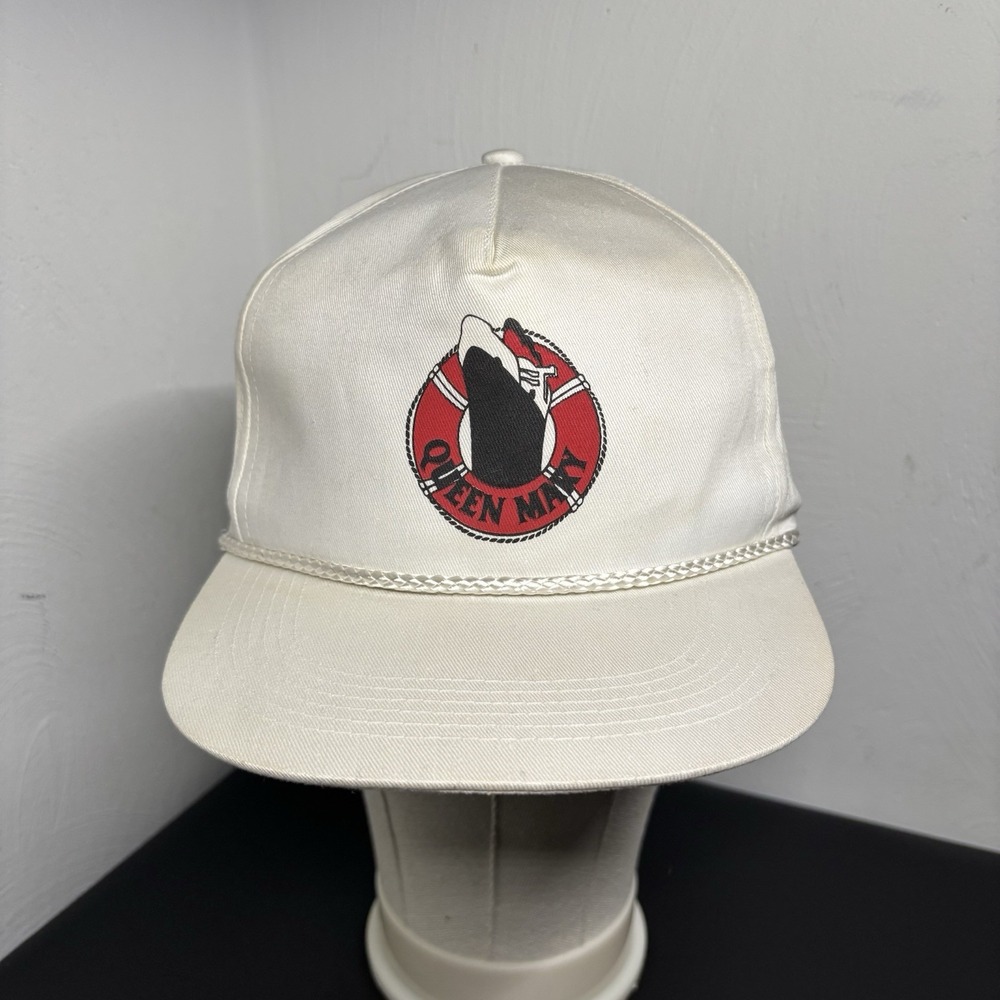 Vintage Queen Mary‎ Boat Snapback Hat Cap White Rope Unisex Adjustable Ship